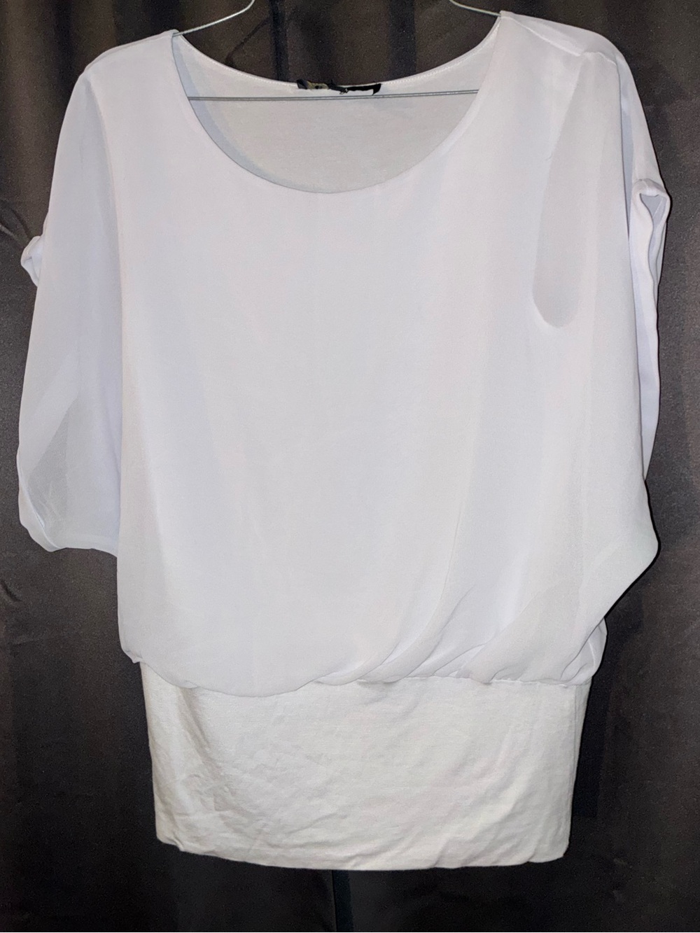 Women's White Blouson Sleeve Top - Classic White